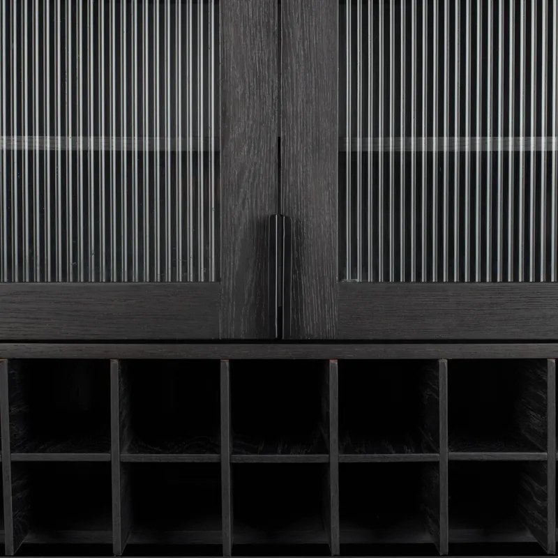 Zuiver Travis Wandkast Met Wijnrek Zwart - 88.5x46.5x180.5cm.