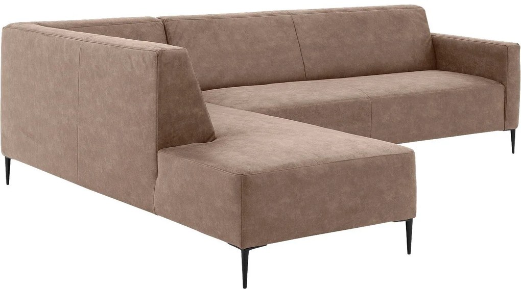 Goossens  Key West bruin, micro leer, 3-zits, modern design met ligelement links