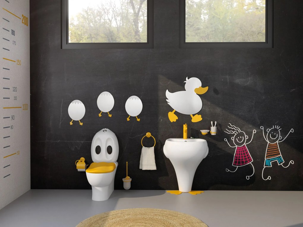 Sanigoods Feliz staand toilet wit met gele softclose zitting