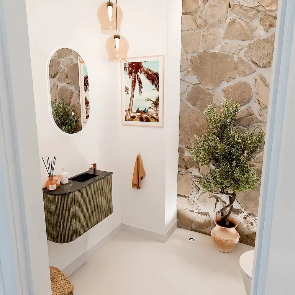 Mondiaz Joya DLux 60cm toiletmeubel ronding links dusk met wastafel faye rechts 1 kraangat lava