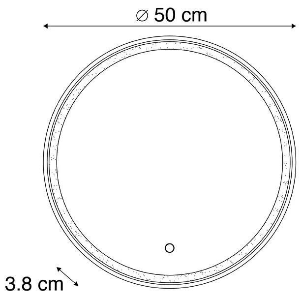 Badkamerspiegel goud 50 cm incl. LED 3-staps dimbaar met touch rond - Miral