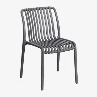 Verpakking Van 4 Wendell Polypropyleen Stapelbare Tuinstoelen Grijs – Grafiet - Sklum
