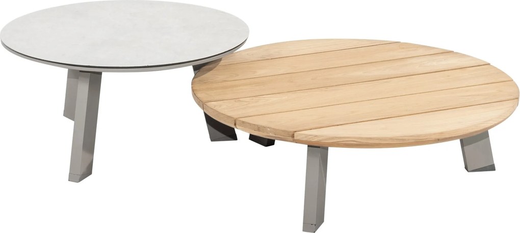 Emma set loungetafels 65 cm rond en 80 cm rond ceramic teak cloud