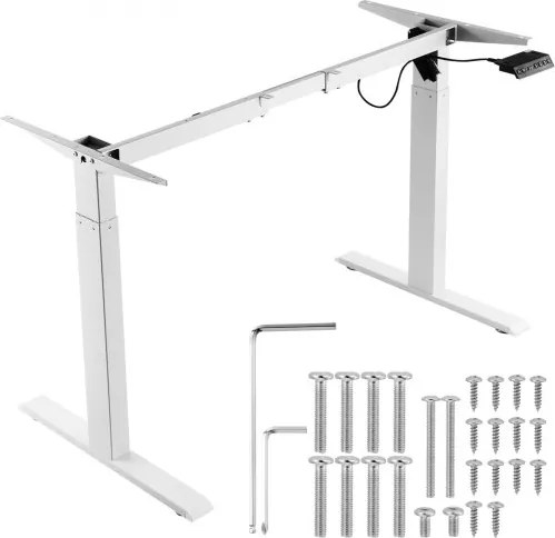 VEVOR Bureauframe, verstelbaar van 70-117 cm in hoogte en 95-158 cm in lengte, elektrisch bureauframe voor computerbureaus, ergonomische doe-het-zelf werkplekbasis voor thuiskantoor (alleen wit frame)
