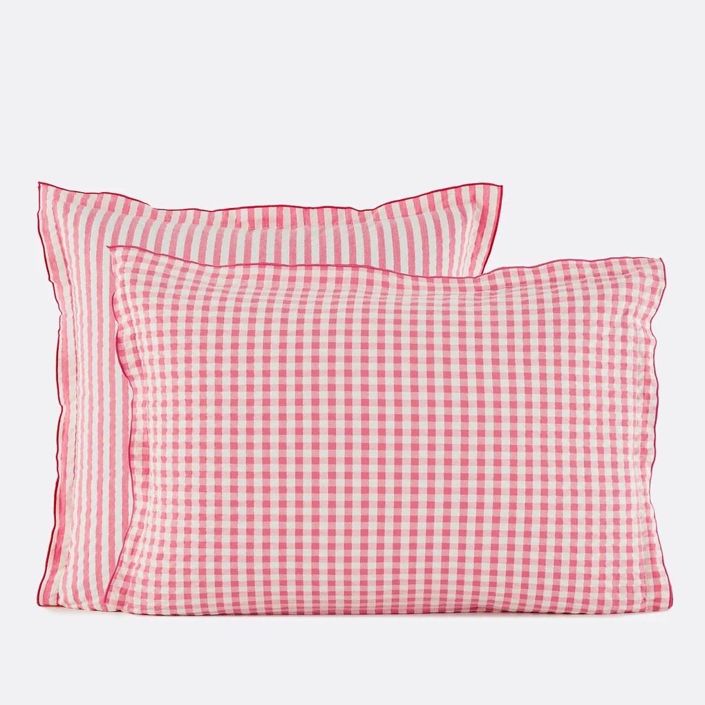 Katoenen seersucker kussensloop, COTTAGE FRAMBOISE