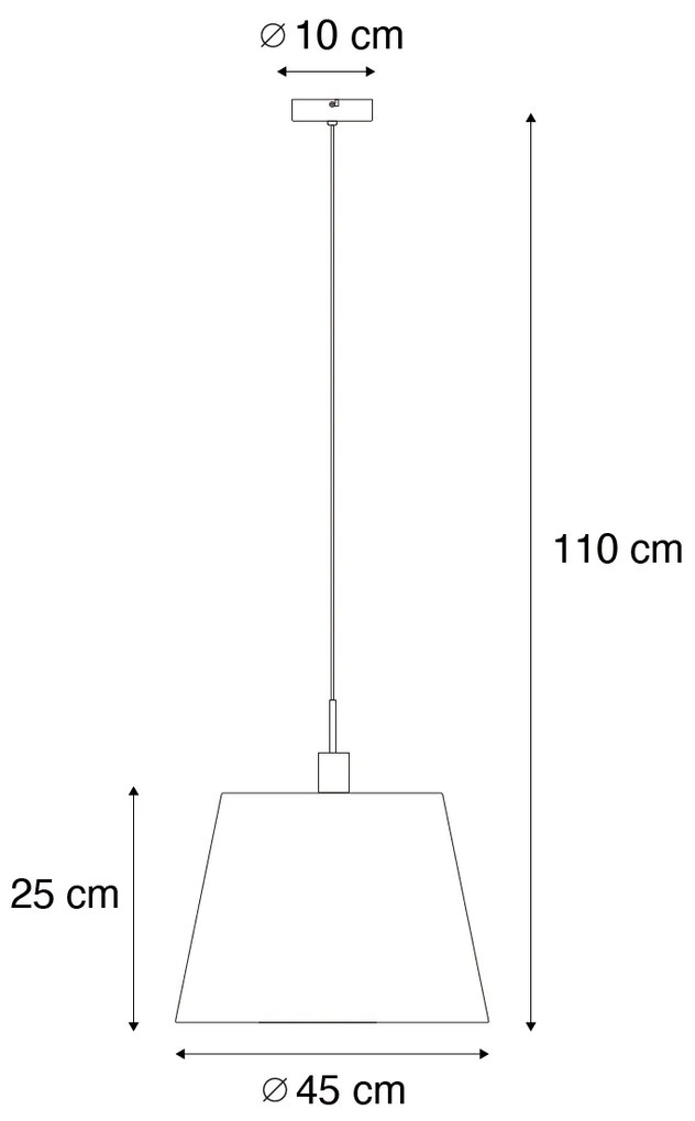 Moderne hanglamp wit met zwarte kap 45 cm - Pendel Modern E27 rond Binnenverlichting Lamp