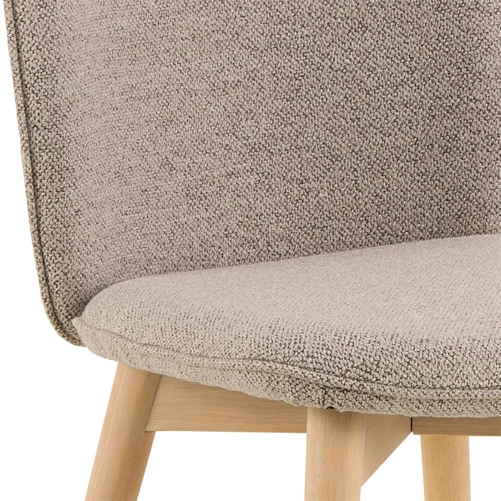 Eetkamerstoel Met Houten Poten Beige Boucle