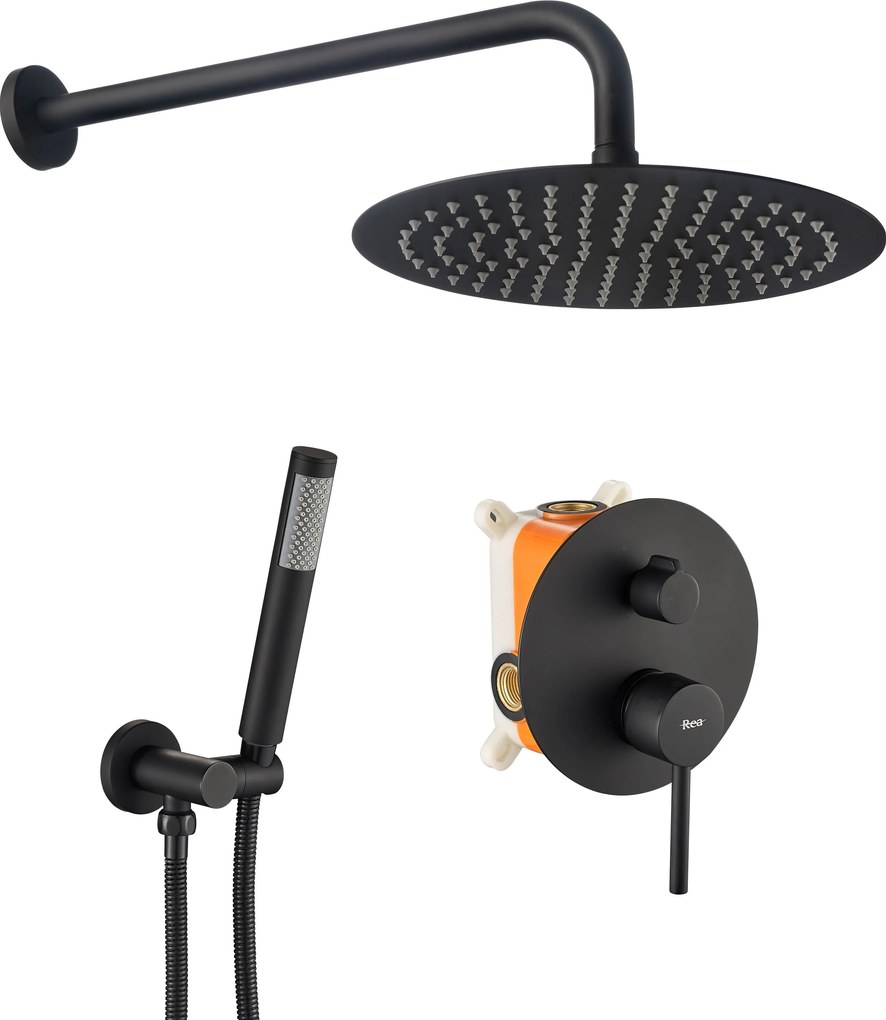 Inbouw regendoucheset Rea Lungo Black + BOX