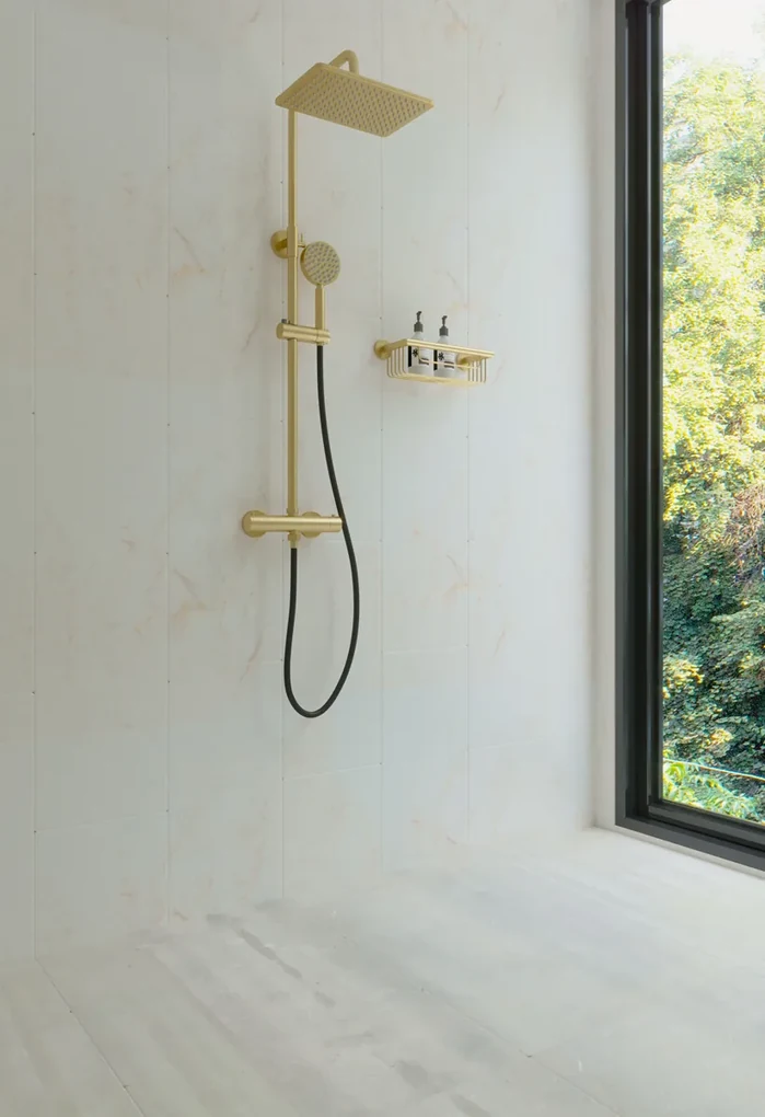 Saniclear Vision Pro opbouw regendouche met 20x30cm hoofddouche geborsteld messing - mat goud