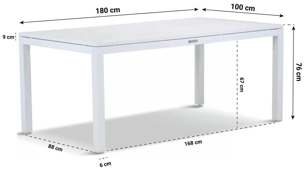 Tuinset 4 personen 180 cm Kunststof Wit Hartman Sophie