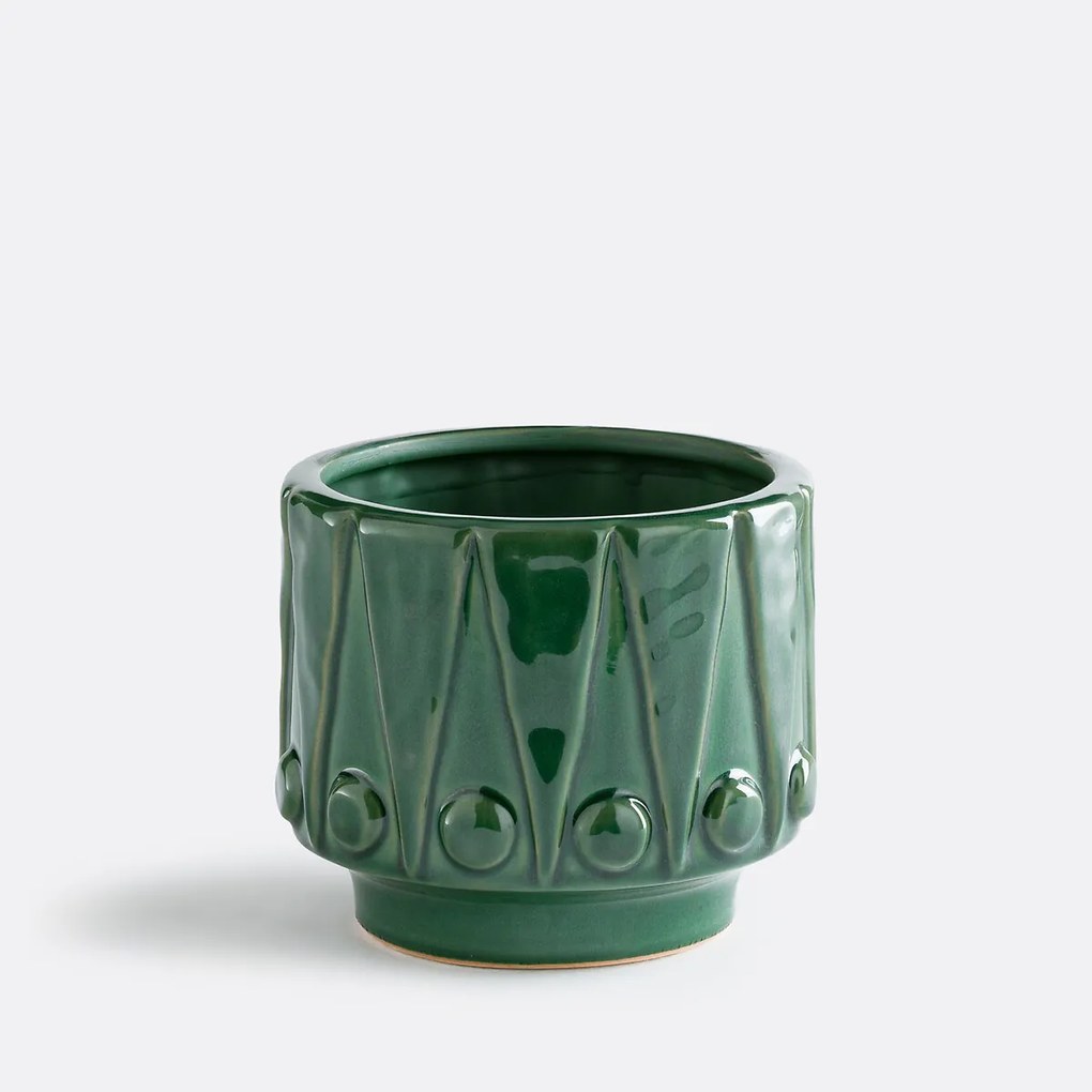 Bloempot van reliëfkeramiek, diameter 15 cm, KYRIA