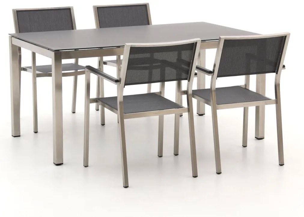 Diningset Bernstein  | 4 personen glas | Tuinset stapelbaar | 5-delig | Kees Smit Tuinmeubelen