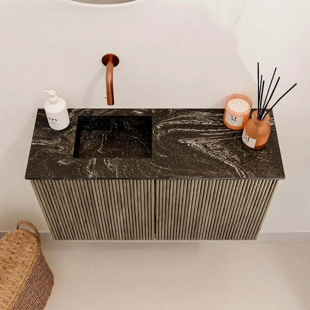 Mondiaz Joya DLux 70cm toiletmeubel dusk met wastafel faye links zonder kraangat lava