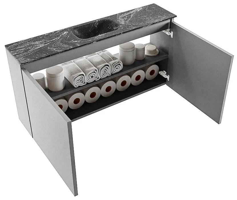 Mondiaz Ture DLux toiletmeubel 100cm plata met wastafel lava midden met kraangat