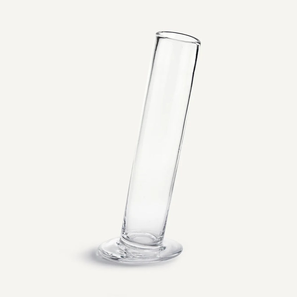 Schuine cilindervormige glazen vaas H31 cm, Stille