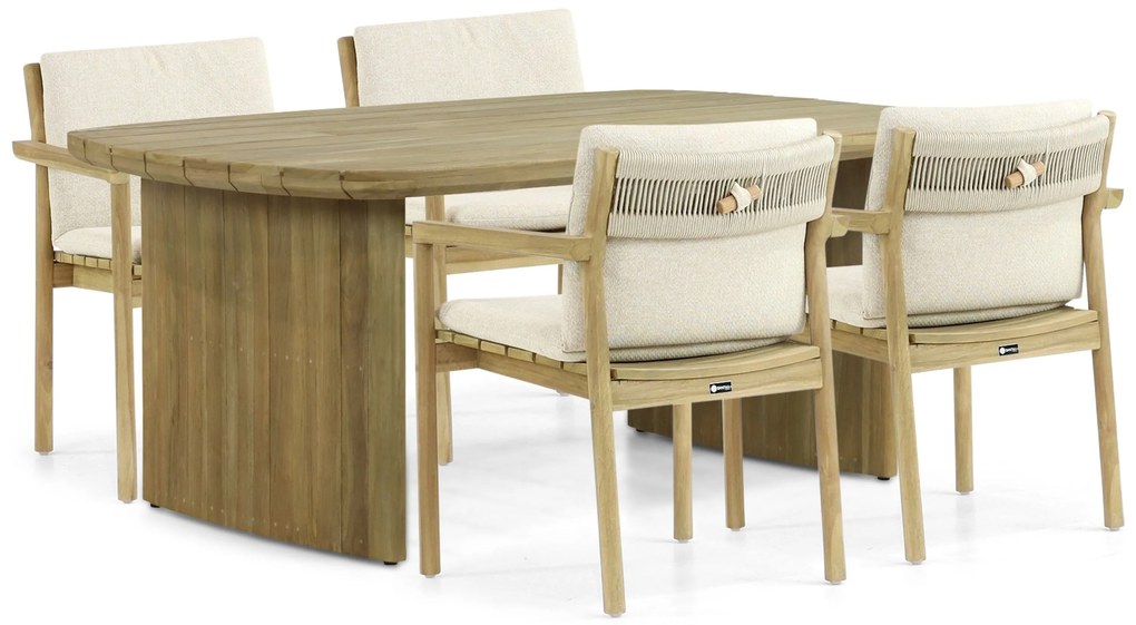 Tuinset 4 personen 180 cm Teak Old teak greywash Santika Furniture Santika