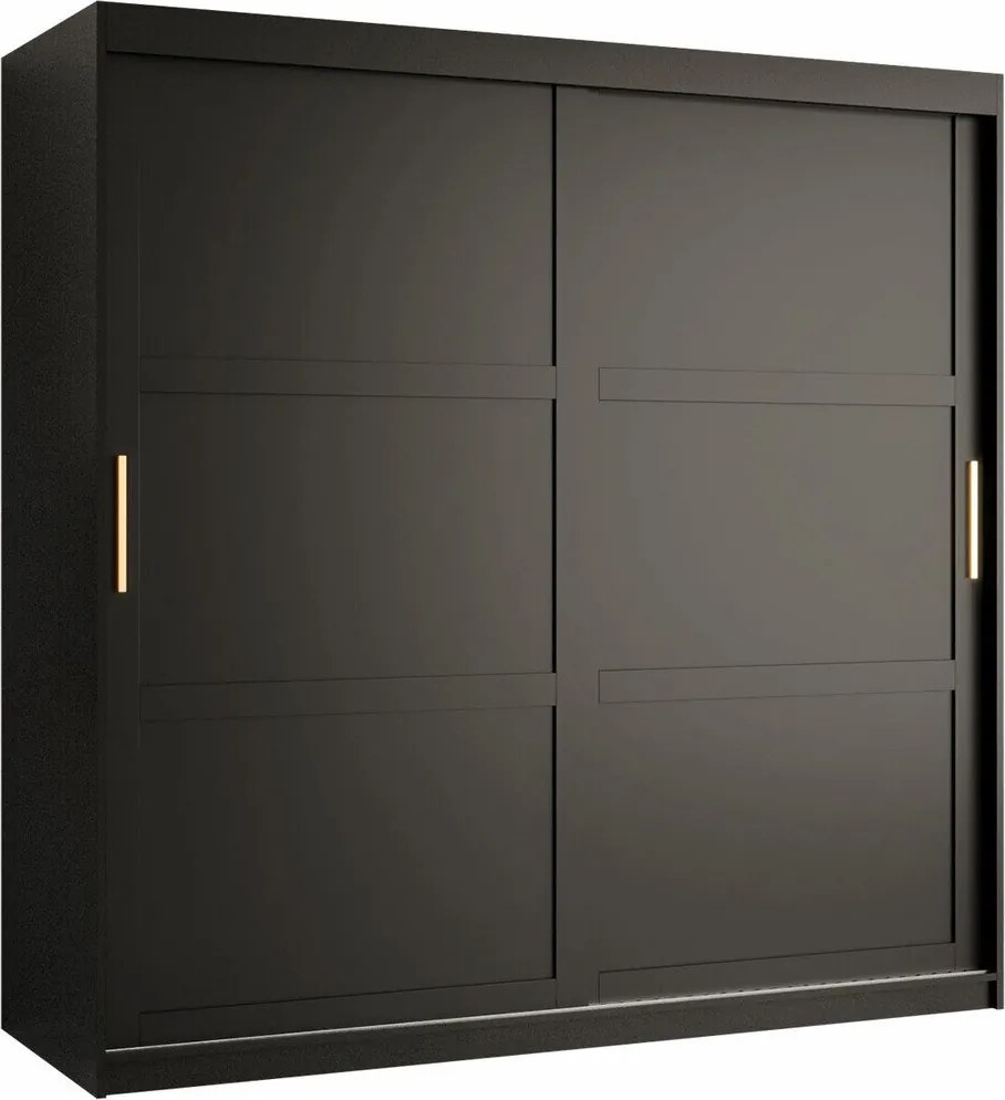 Kledingkast Ferfere 101, Zwart, 200x180x62cm, 149 kg, Kledingkast deuren: Schuivend, Aantal planken: 9, Aantal planken: 9