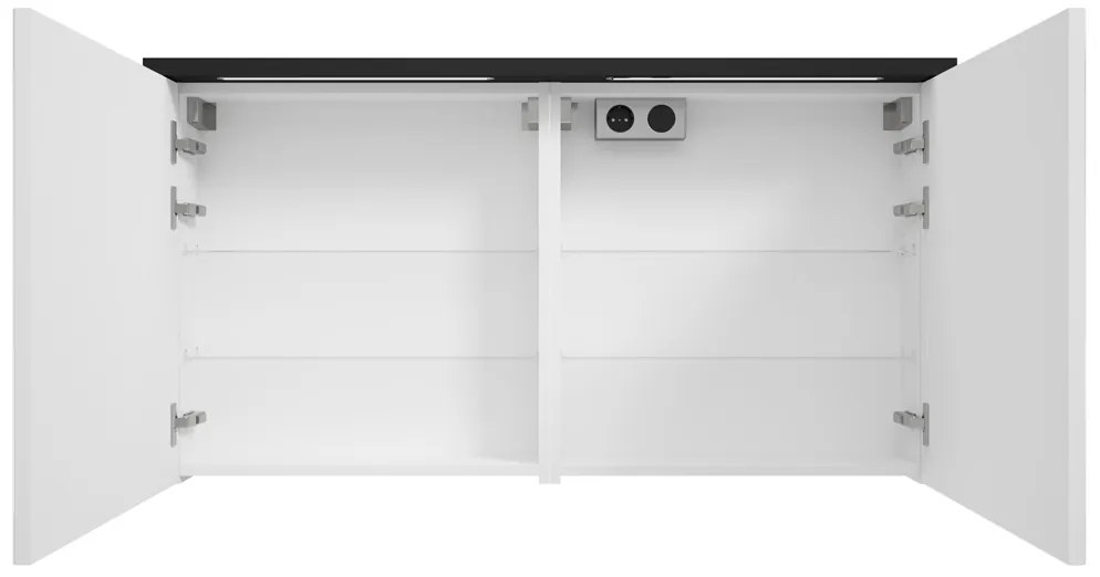 Fontana Grado spiegelkast met verlichting 117cm 2 deuren zwart mat