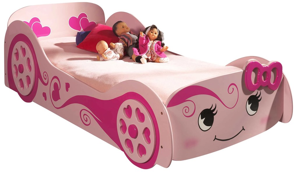 Baby Nora Sawyer Bed - Auto, Roze, Fun, Kinderbed - Vipack