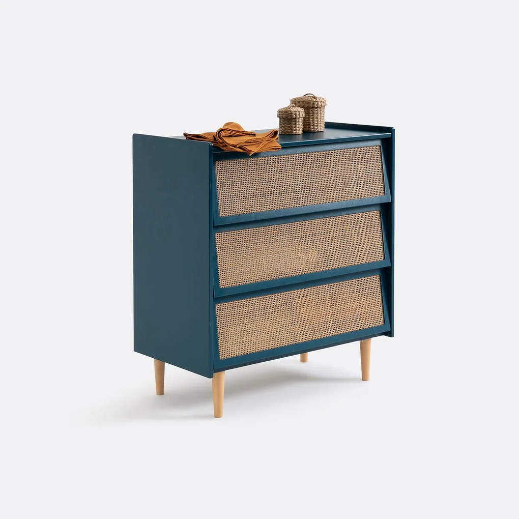 Rieten ladekast met 3 lades, Kaya