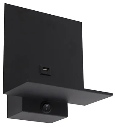 Moderne wandlamp zwart incl. USB-aansluiting - Flero