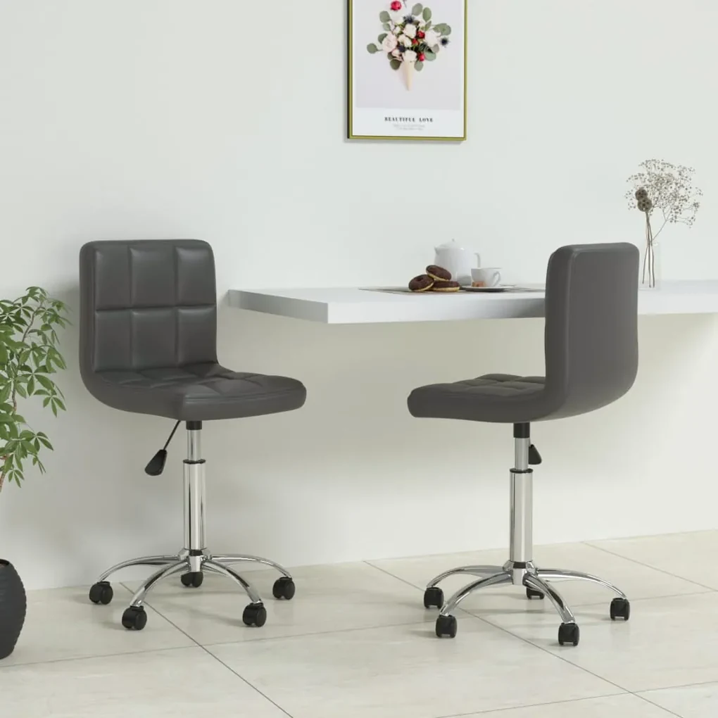 vidaXL Eetkamerstoelen draaibaar 2 st kunstleer grijs