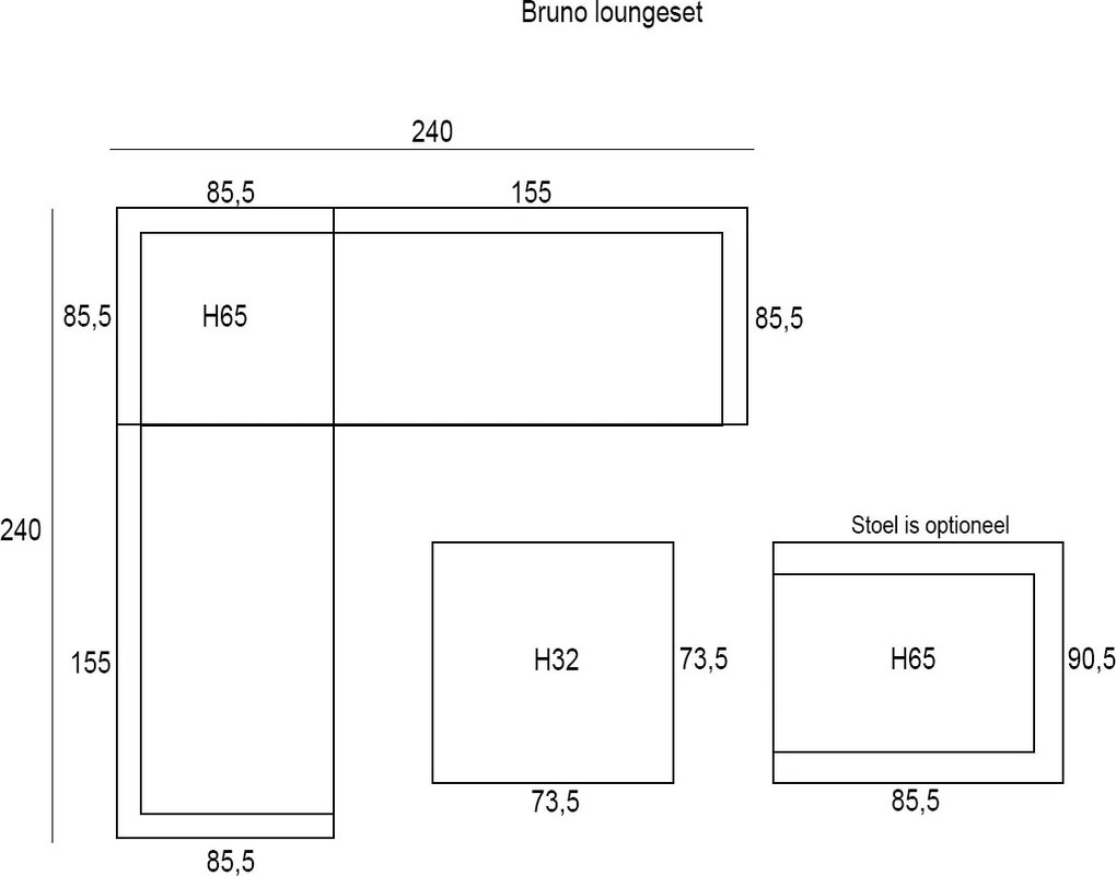 Garden Impressions Bruno loungeset licht grijs incl. lounge stoel