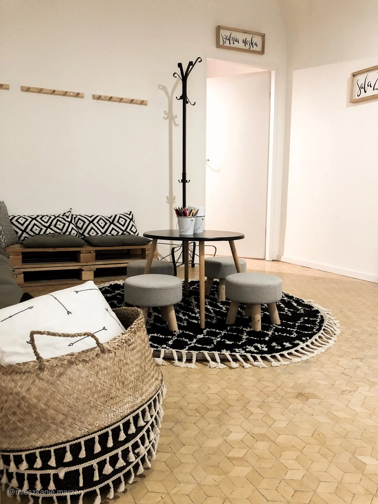 Tapijt BERBER ETHNIC G3802 ROND zwart / witrand ,  Barber , marokkaanse shaggy