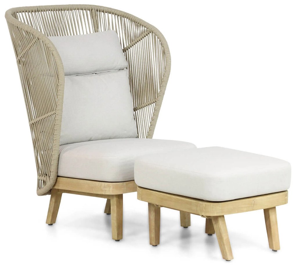 Bistroset 1 persoon  Teakhout/rope Naturel teak Coco Napoli