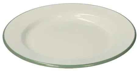 Bord, emaille, groengrijs/wit,Ø 22 cm