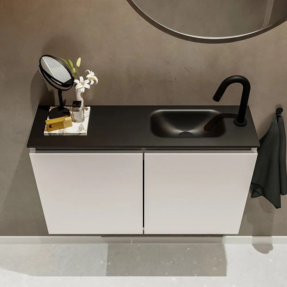 Mondiaz Ture 80cm toiletmeubel linen met wastafel urban rechts 1 kraangat