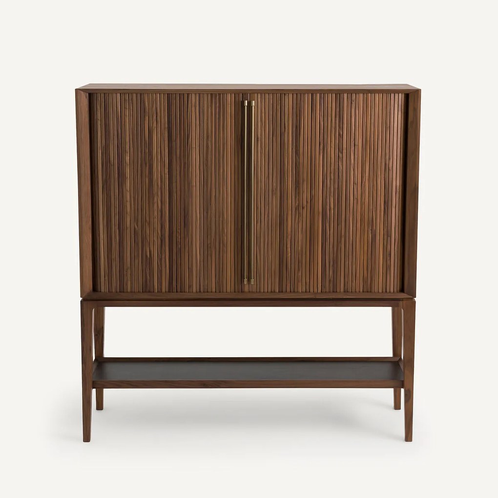 Walnoot en lederen highboard/bar, Liamca