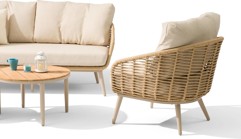 Stoel en Bank Loungeset 4 personen Aluminium/rope Taupe  Coco Vinci