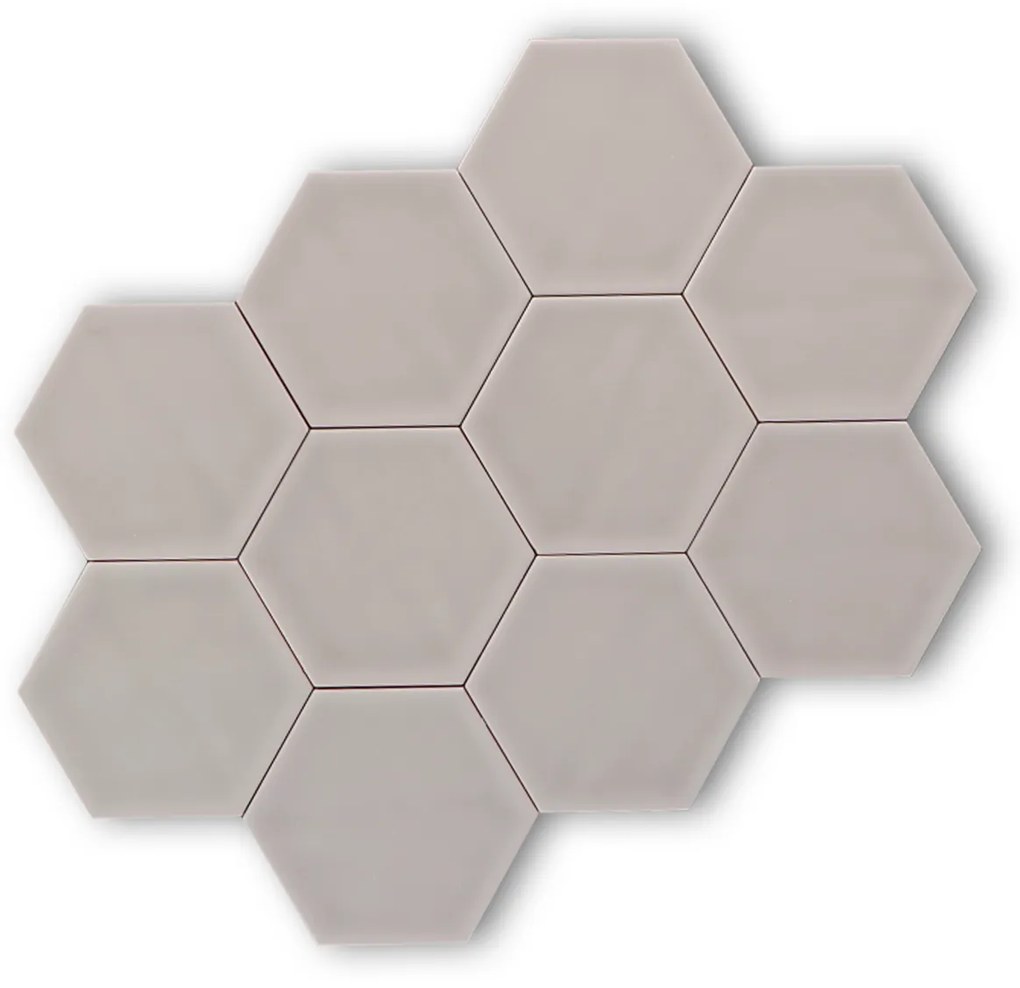 Hoogglans Handvorm Wandtegel 10.8x12.4 Cm Hexagon Princeton Grijs RBT57