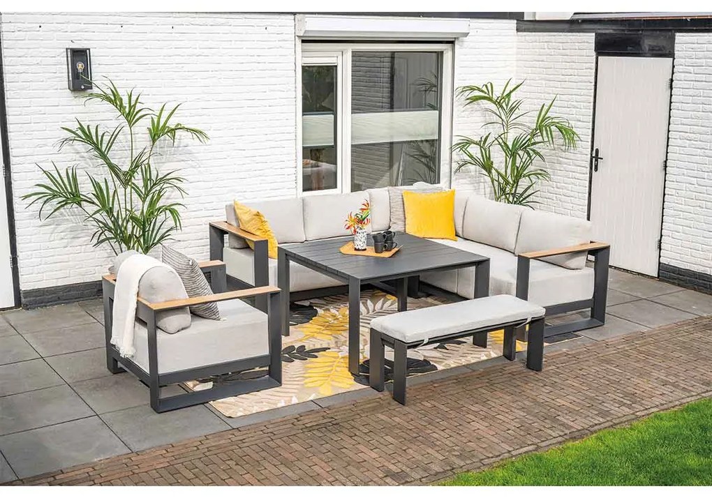 Garden Impressions Malakka lounge dining set 5-delig - valley sand - light teak look
