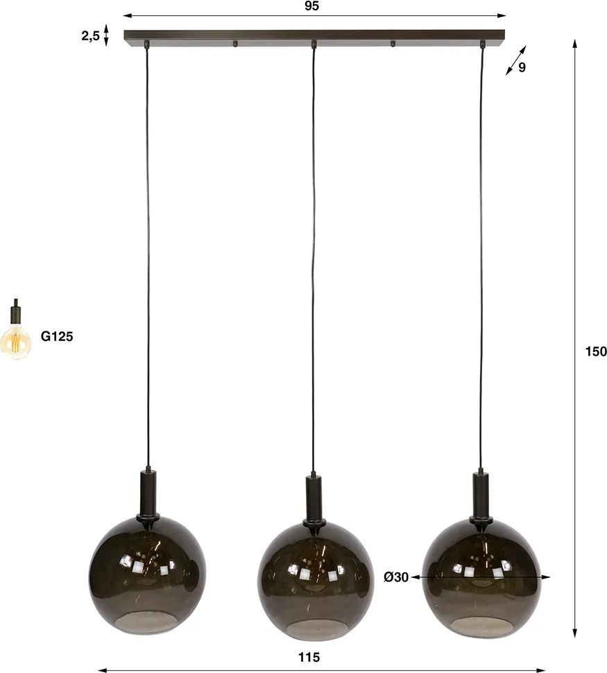 Hanglamp Tricolore 3-lichts Bruin