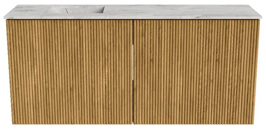 Mondiaz Joya DLux 90cm toiletmeubel oak met wastafel faye links zonder kraangat glace