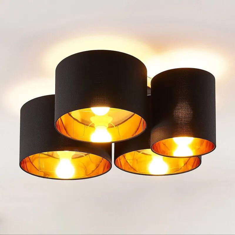 Laurenz plafondlamp, 4-lamps, zwart-goud - lampen-24