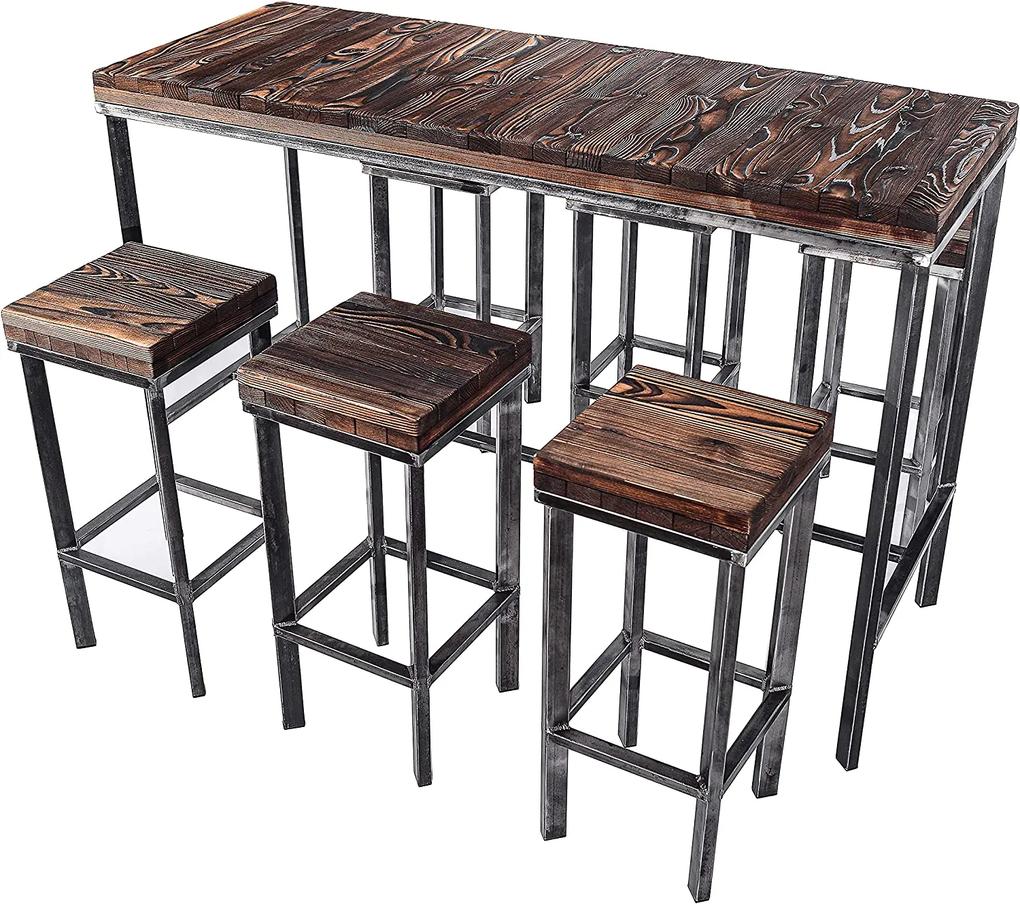 CHYRKA® Bartafel barkruk LS bartafel SAMBOR barmeubel loft vintage bar industrieel design handgemaakt hout metaal