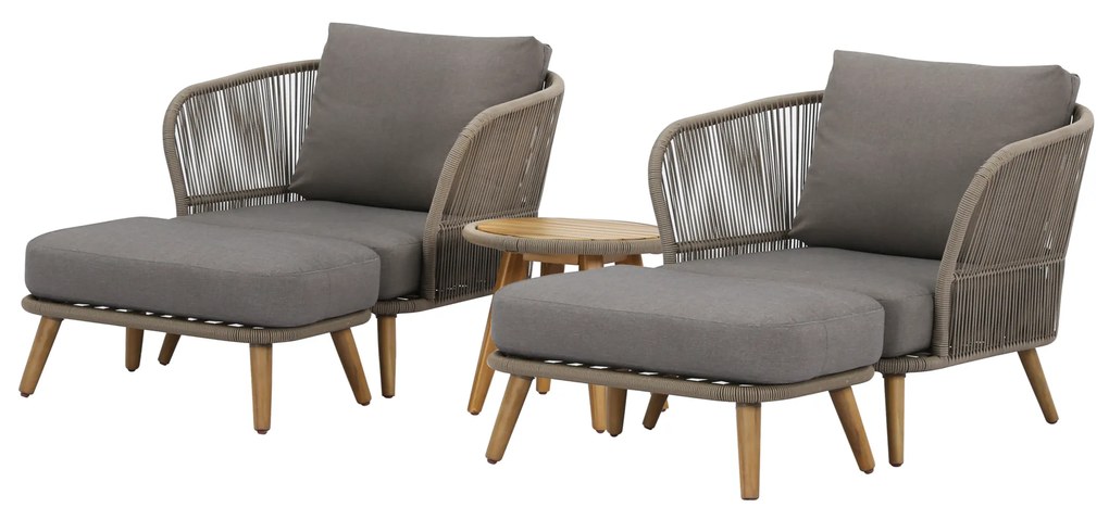 Volterra lounge balkonset 5-delig licht bruin wicker