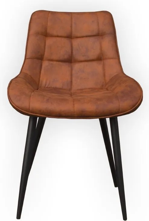 Eetkamerstoel - Loena - stof Cowboy retro lederlook cognac