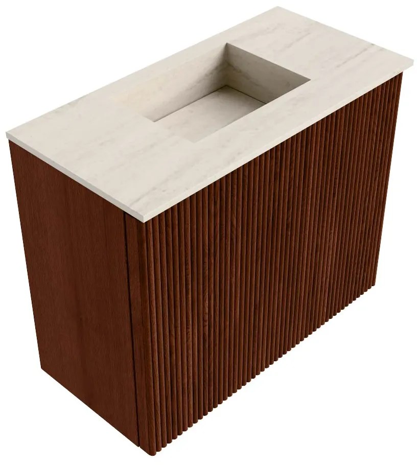 Mondiaz Joya DLux 50cm toiletmeubel ruby met wastafel faye midden zonder kraangat meli