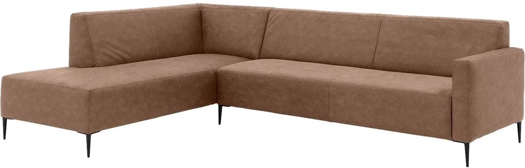 Goossens  Key West bruin, micro leer, 3-zits, modern design met ligelement links