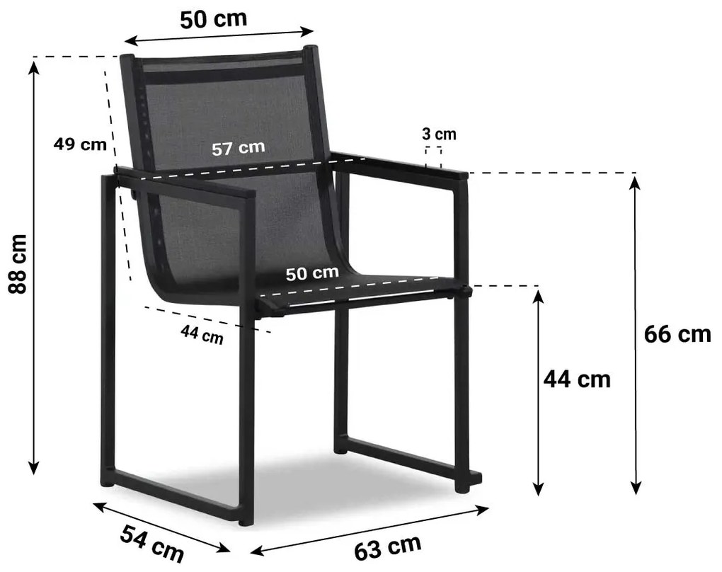 Tuinstoel stapelbaar Textileen Grijs-antraciet Lifestyle Garden Furniture Delgada