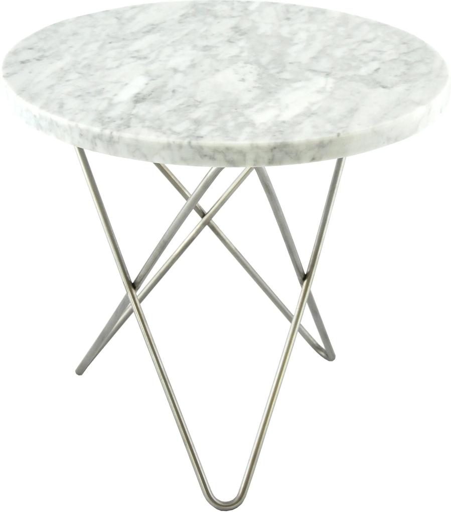 OX Denmarq Mini O Table bijzettafel rvs onderstel - wit marmer tafelblad 40
