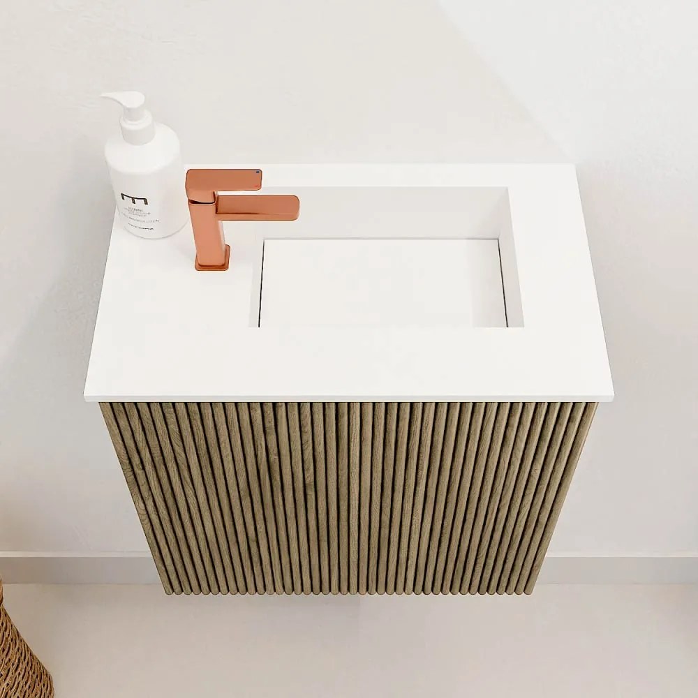 Mondiaz Joya 40cm toiletmeubel dusk met wastafel faye rechts 1 kraangat talc