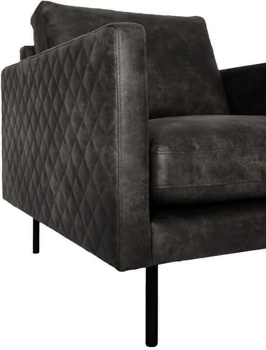 Fauteuil - Daisy - met doorgestikte armleuning - leer Colorado antraciet 01