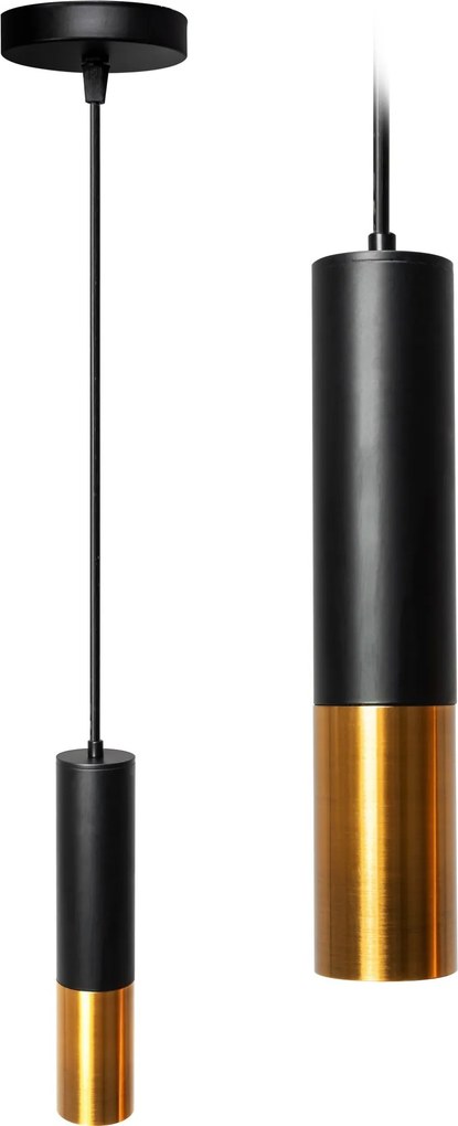 Hangende metalen plafondlamp zwart goud APP469-1CP