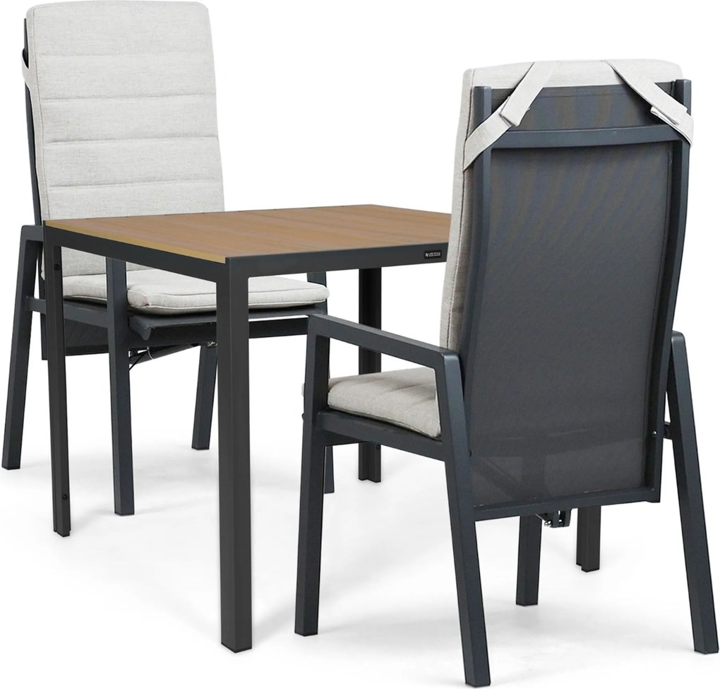 Tuinset 2 personen 909 cm Aluminium Grijs Lifestyle Garden Furniture Vivaro/Creta