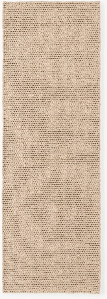 Handgemaakte wollen loper Bruna met gevlochten structuur